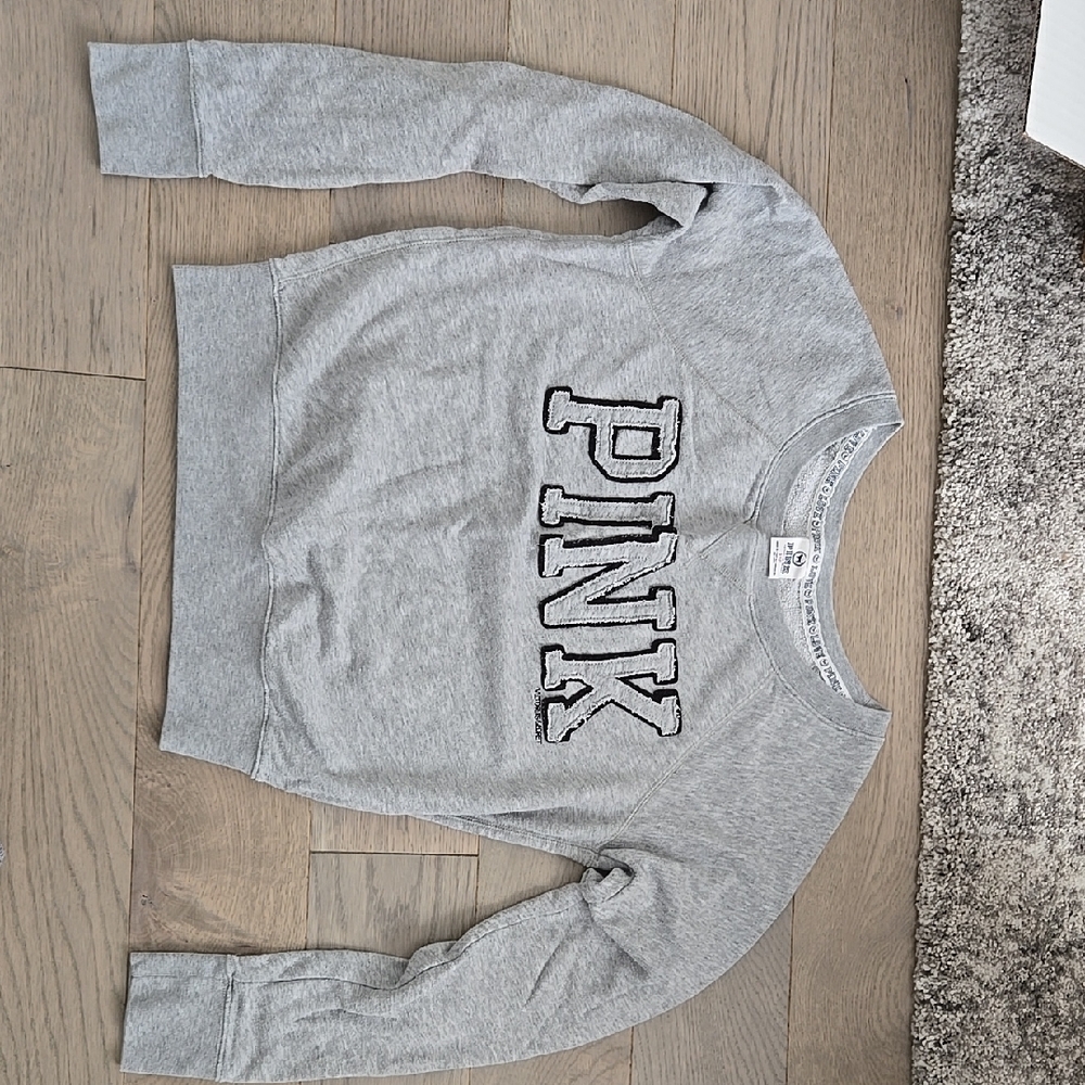 Gray PINK Fitted Logo Sweatshirt